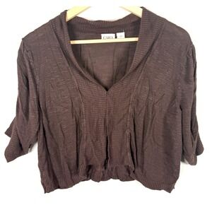 Cato Cropped Cardigan Womens XL  Cottagecore Grannycore‎ Knit Brown Shrug